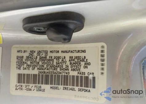 2010 Toyota Corolla Le из США, поврежденный, VIN 1NXBU4EE5AZ347743